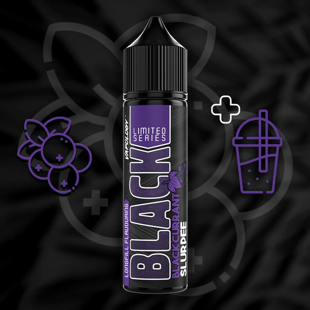 VAPOLOGY BLACK SERIES - BLACKCURRANT SLUSHEE LONG FILL 60ml Capacity (30ml Flavor Concentrate)